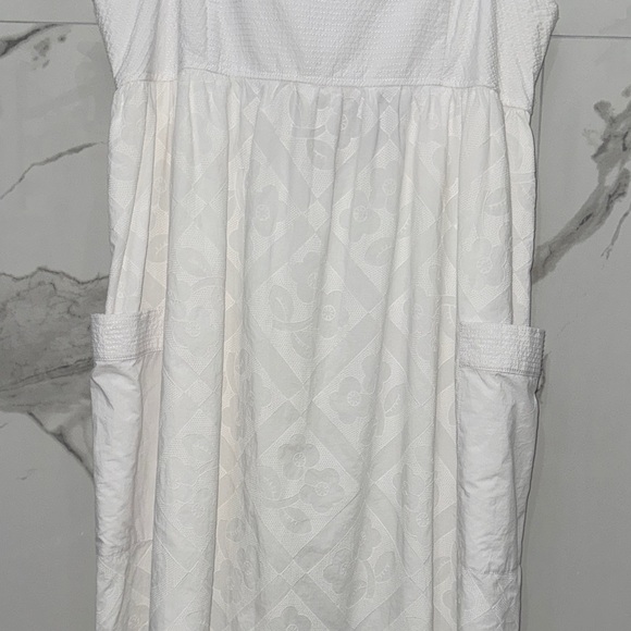 NWT Madewell White Floral Embroidered Textured Cutout Back Midi Dress - Picture 5 of 12